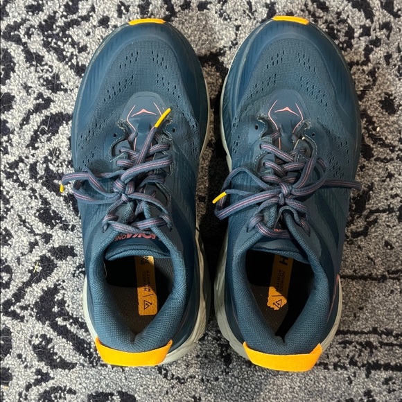 Hoka Navy and Yellow Athletic Shoes size w8 - Picture 2 of 5